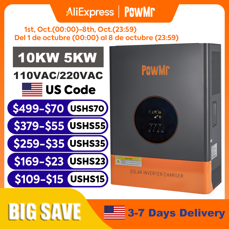 Split Phase Inverter 10Kw 110V 220V - Инвертор PowMr 10 кВт/5 кВт, двухфазный,