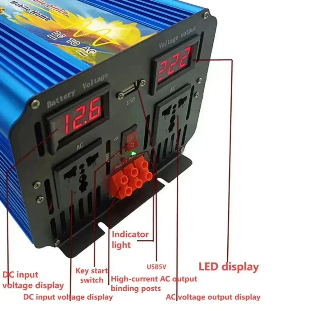5000 Вт, 12 В, 24 В, 36 В, 48  – обзор и цена Pure Sine Wave Inverter 5000W 48V 220V