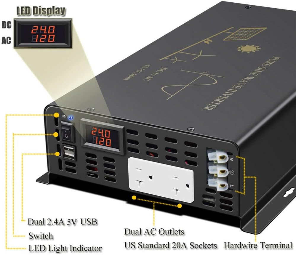 Инвертор солнечной энергии с ч – обзор и цена Inverter Pure Sine Wave 60Hz 120V 3000W